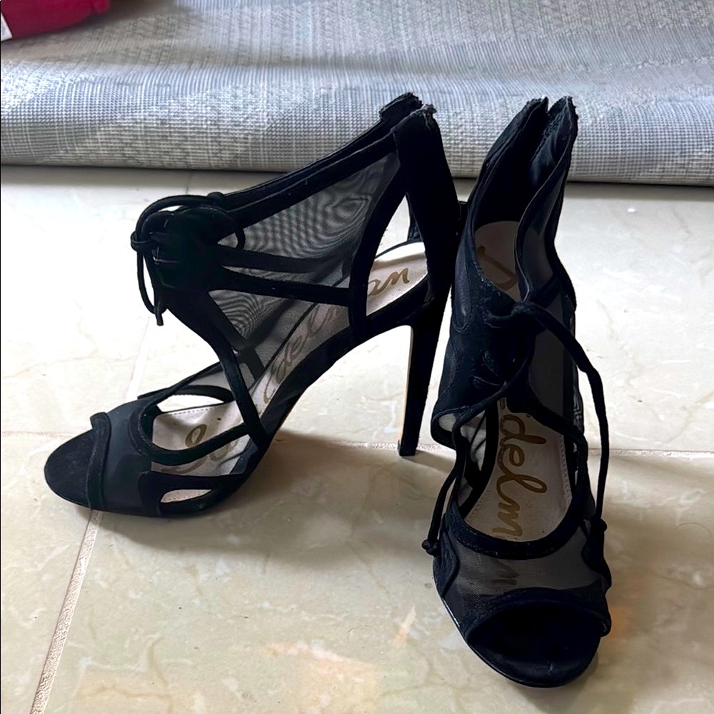 Sam Edelman Black Strappy Stiletto Heels